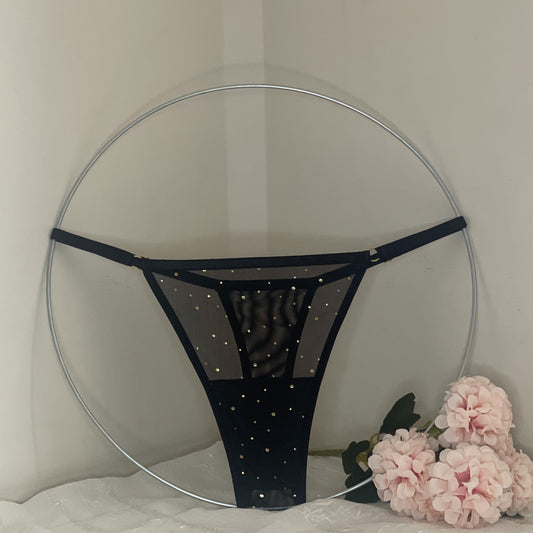 Tanga en Tul con Brillos Dorados